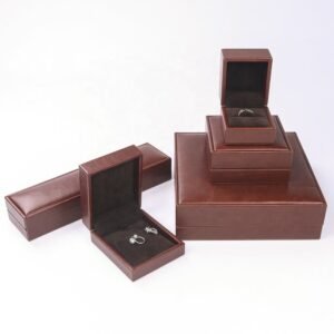 Custom Brown Leather Small Decorative Jewelry Box With Logo