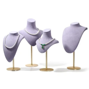 Microfiber Stainless Steel Necklace Jewelry Display For Jewelry Store