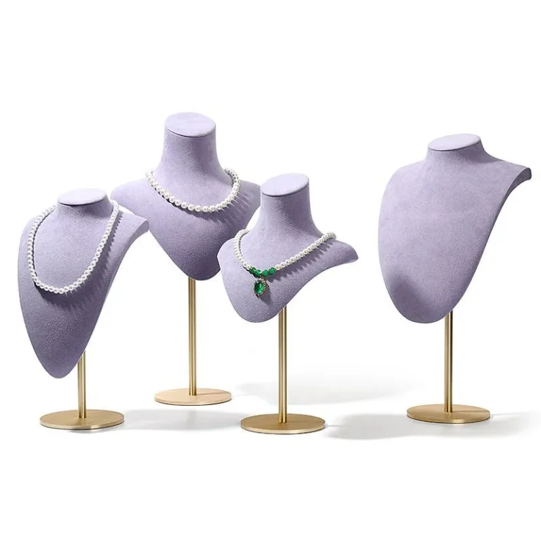 Microfiber Stainless Steel Necklace Jewelry Display For Jewelry Store