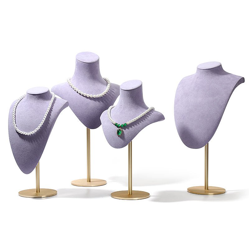 Microfiber Stainless Steel Necklace Jewelry Display For Jewelry Store