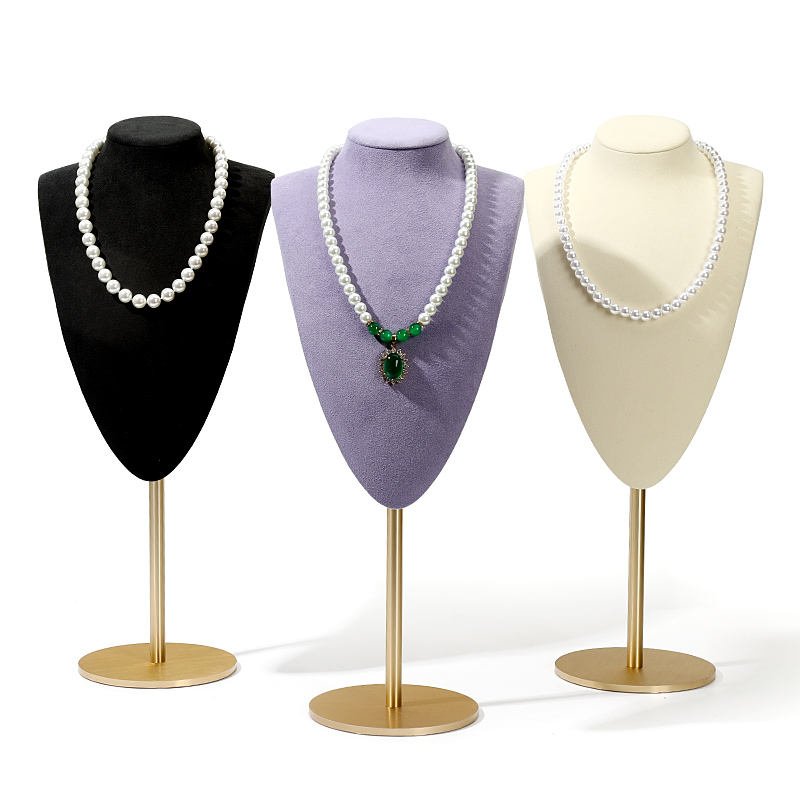 Microfiber Stainless Steel Necklace Jewelry Display For Jewelry Store