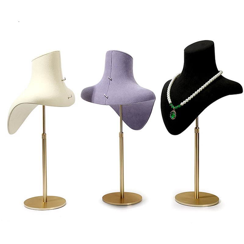 Microfiber Stainless Steel Necklace Jewelry Display For Jewelry Store