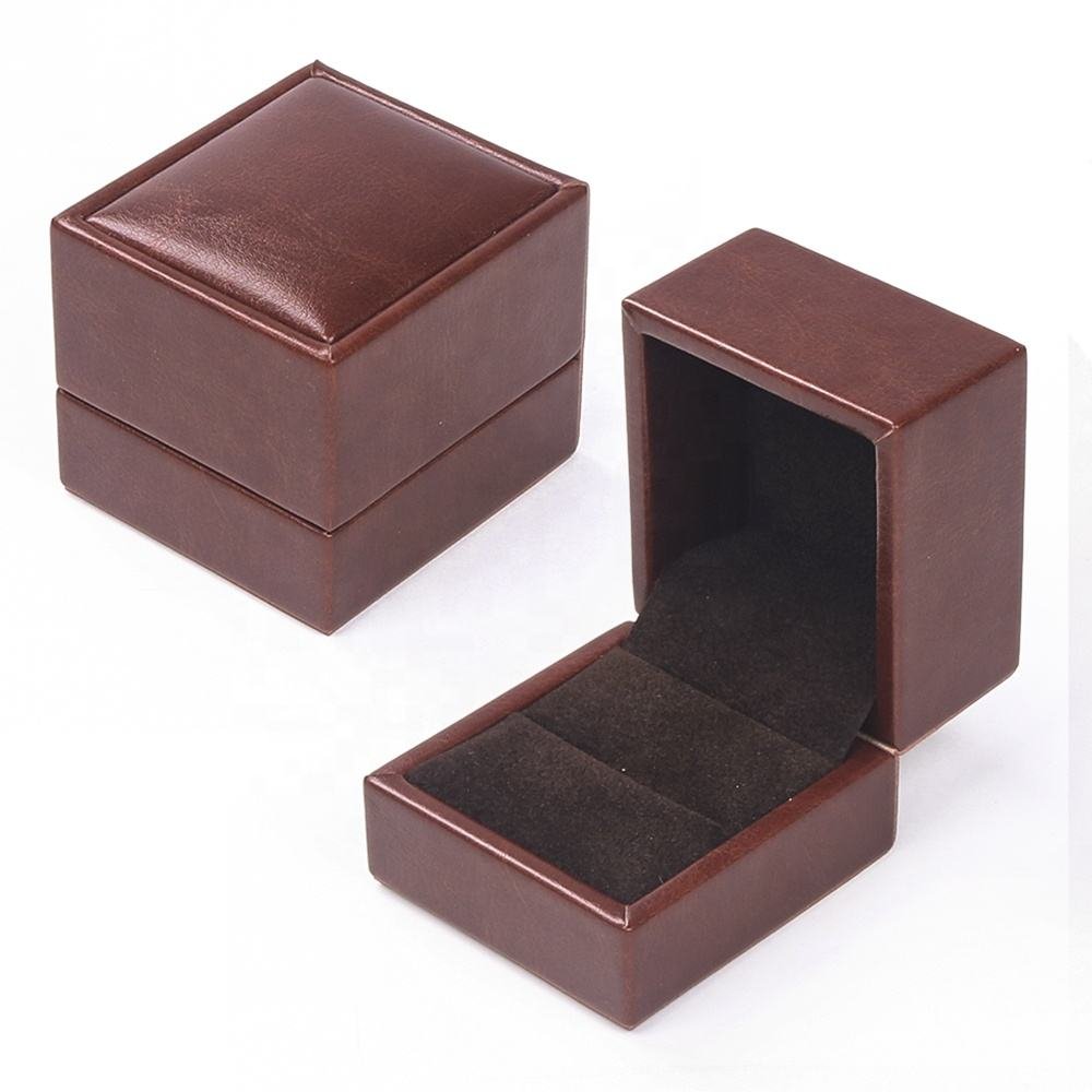 Custom Brown Leather Small Decorative Jewelry Box With Logo
