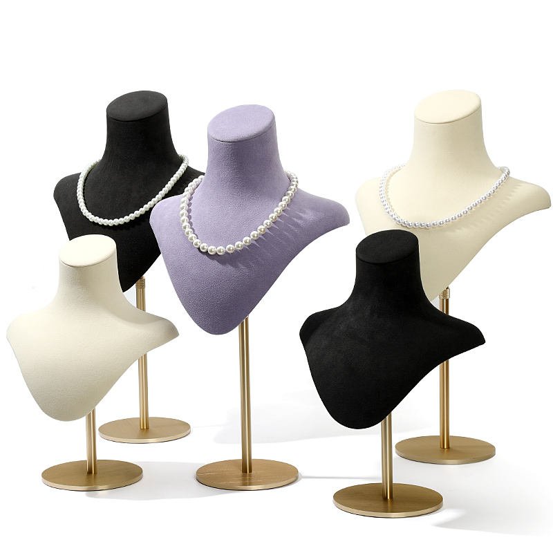 Microfiber Stainless Steel Necklace Jewelry Display For Jewelry Store