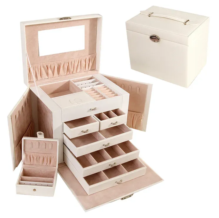 Best Large Leather Jewelry Travel Case Jewelry Box Organizers