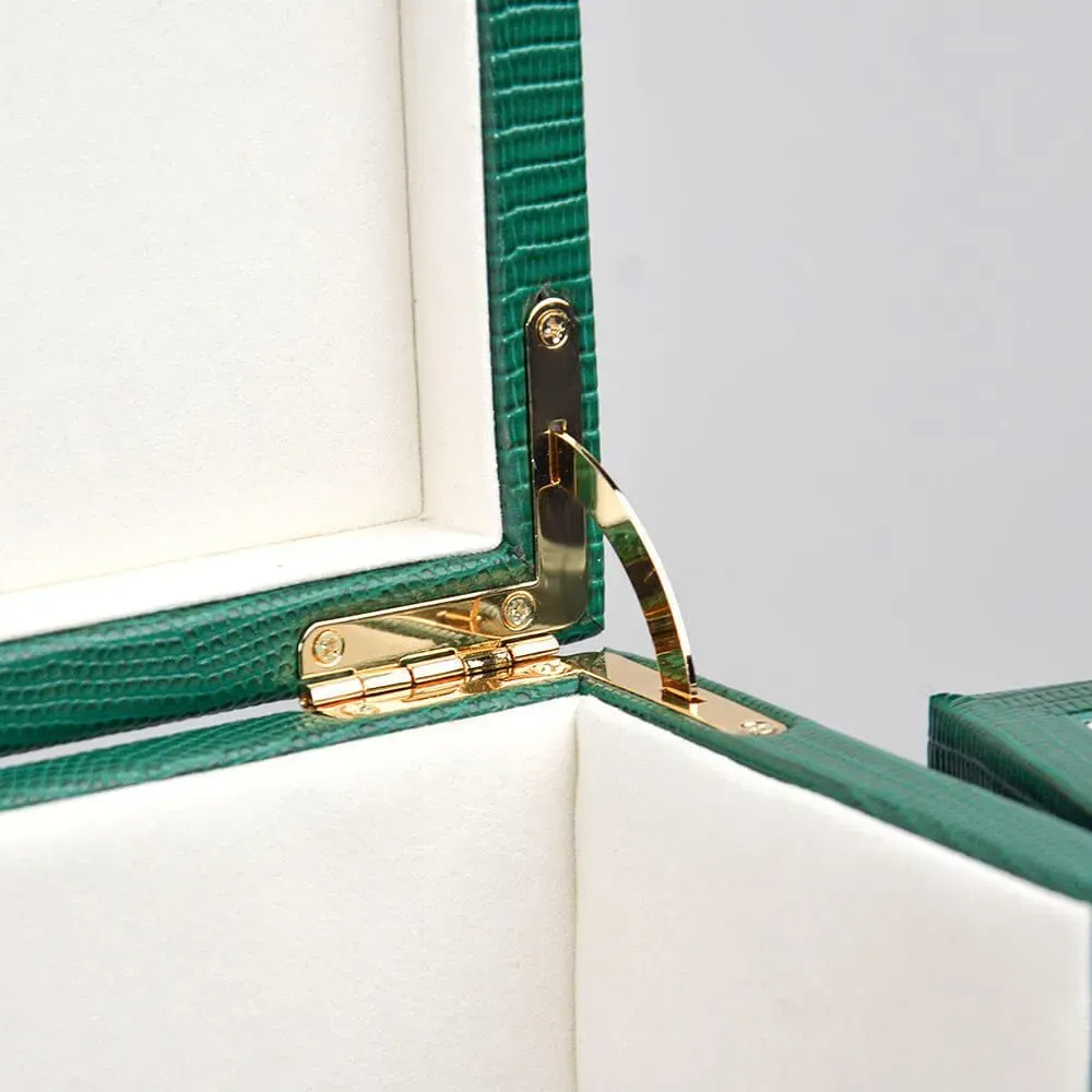 Custom Green Wood Jewlery Travel Case Jewelry Box With Drawers