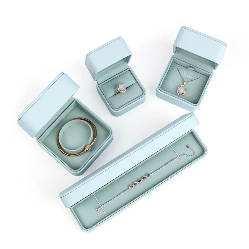 High-End Small Wood Leather Jewlery Box For Earring Necklace Bracelet