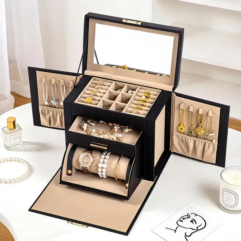 Best Large Leather Jewelry Travel Case Jewelry Box Organizers