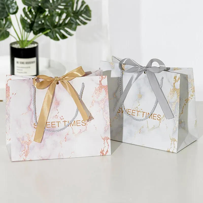 Costume Textured Jewellery Paper Bag With Ribbon